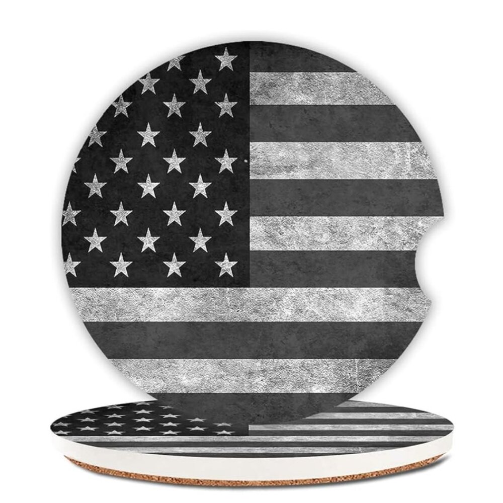 American Flag Cup Holders Car Coasters, Ceramic Stone 2.56"(2 Pack)